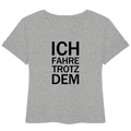 Heidegrau Bio- Lightweight T-Shirt mit dem schwarzen Aufdruck Ich fahre trotzdem 