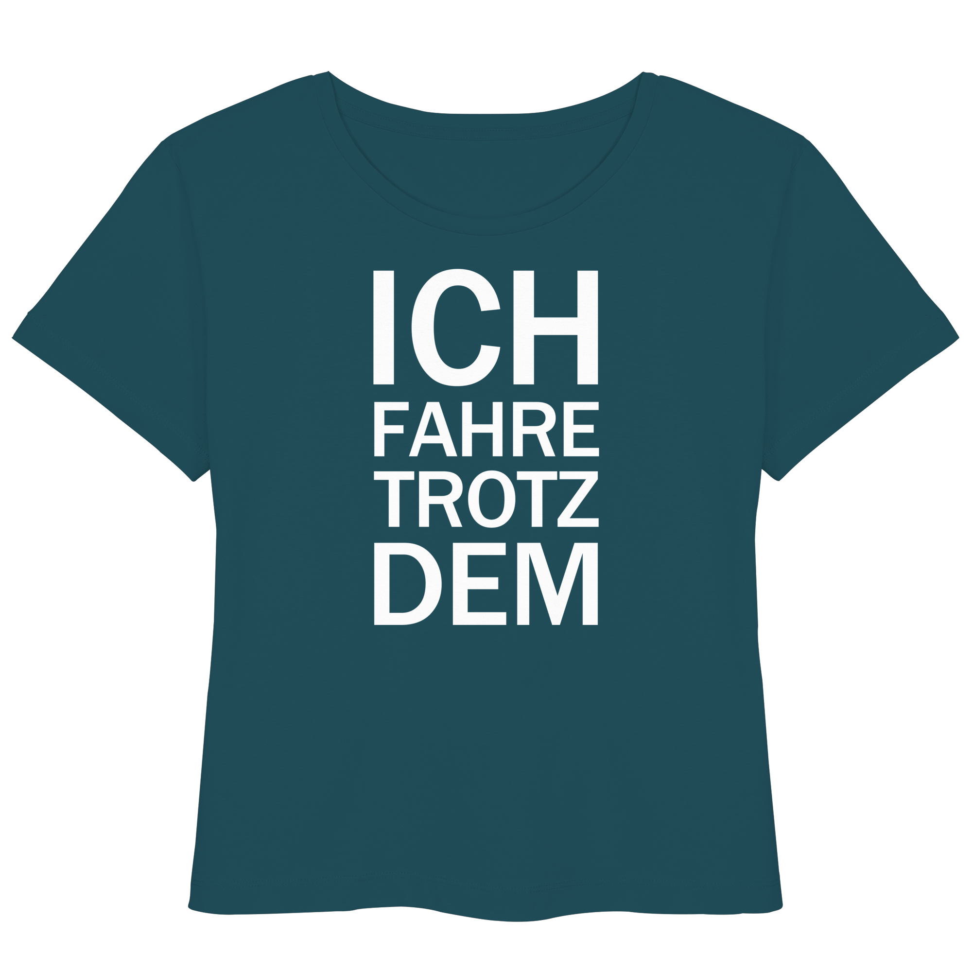 Sternengucker Bio-Lightweight T-Shirt mit dem weißen Aufdruck Ich fahre trotzdem