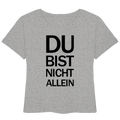 Heidegraues Bio-Womens-Lightweight-Shirt mit dem schwarzen Aufdruck Du bist nicht allein