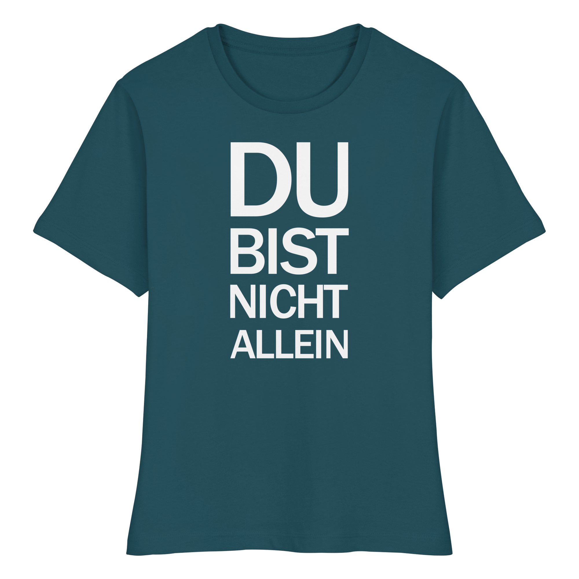 Sternengucker Bio-Fitted-Ladies-Shirt mit dem weißen Aufdruck Du bist nicht allein