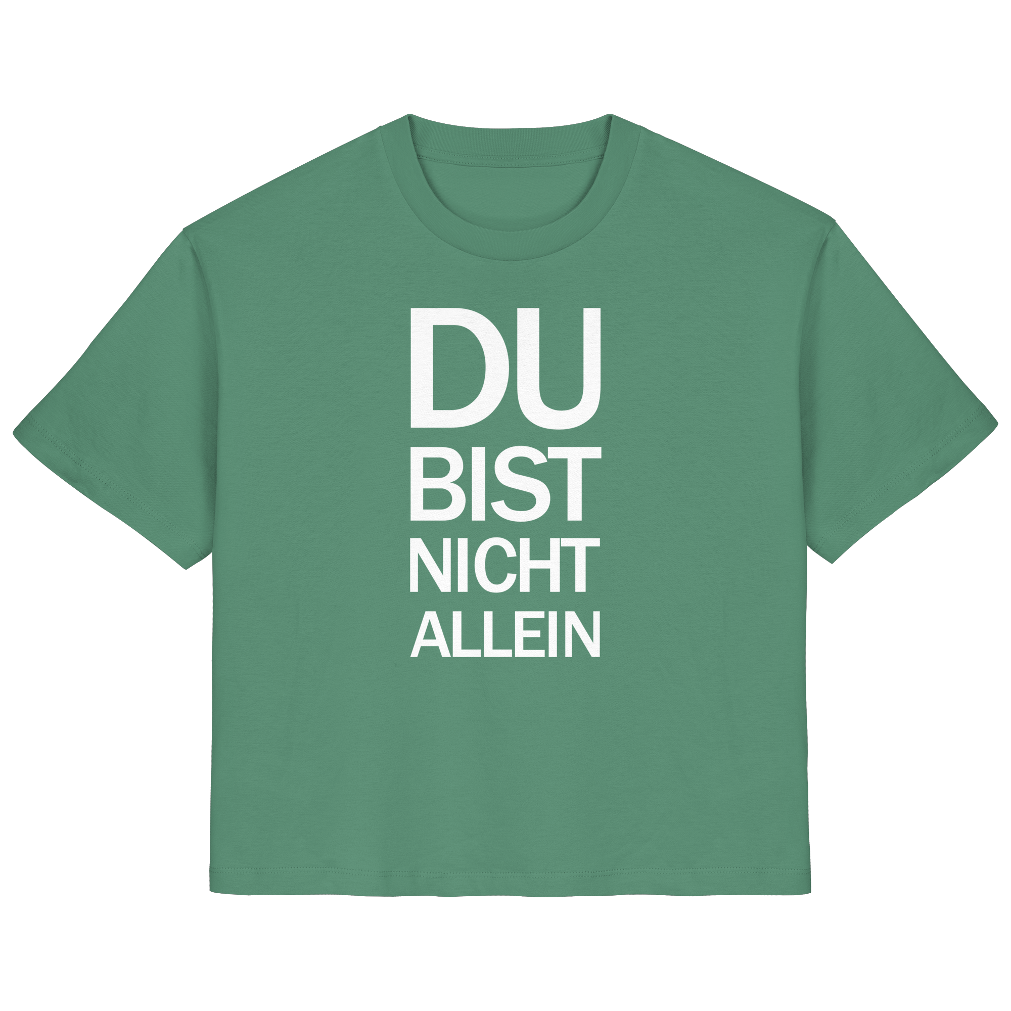Green Bay Bio-Ladies-Shirt mit dem weißen Aufdruck Du bist nicht allein