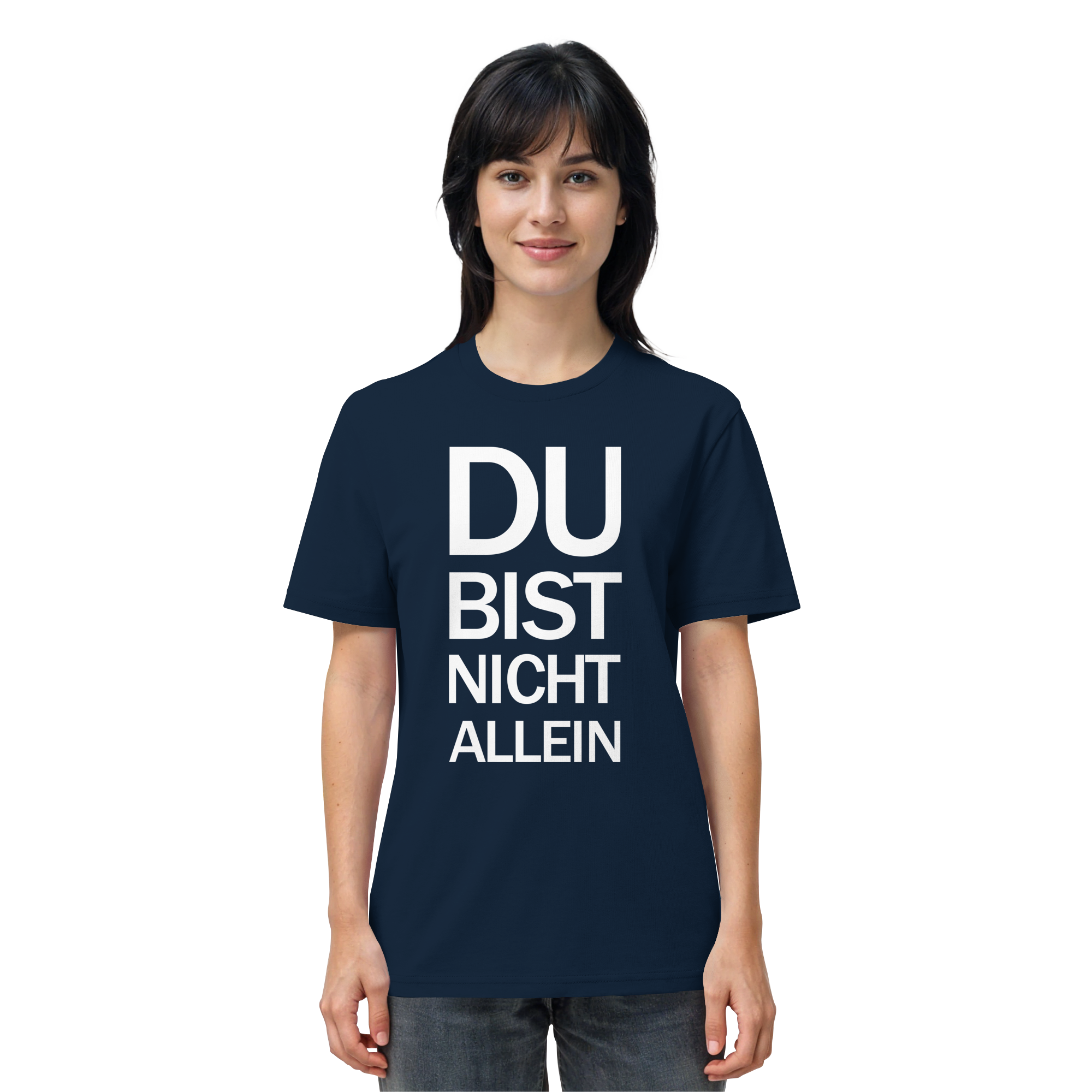 French Navy Organic Shirt mit dem weissen Aufdruck Du bist nicht allein